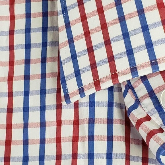 Bonobos Men's 16/34 M Long Sleeve Red Blue Plaid Button Down Tailored Slim Fit - Picture 6 of 8